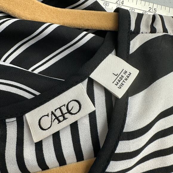 Cato Womens Top Size L Sleeveless Stripe Asymmetrical Bold Modern Artsy Layered - Picture 3 of 8